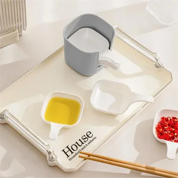 7 шт./компл. Пластиковая тарелка для приправ Квадратная белая форма для соуса для макания с коробкой для хранения с ручкой Тарелки для соуса Суши