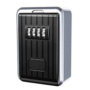 Lock Box 4-значный комбинированный водонепроницаемый ящик Всепогодный погодоустойчивый погонщик ключей из алюминиевого сплава с сбрасываемым кодом Стена для хранения ключей Mou