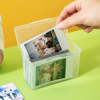  1 шт. Прозрачная пластиковая коробка для хранения фотокарт Маленький органайзер для коллекции карт Ящик для хранения Настольный органайзер Канцелярская коробка