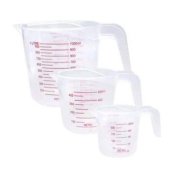 3 шт. 250/500/1000 мл Пластиковые мерные стаканчики Набор кухонных инструментов для выпечки Инструмент для измерения жидкости