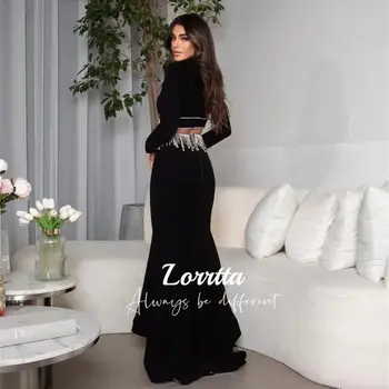 Lorrtta Женское черное вечернее платье с полыми кисточками, платье в пол с длинным рукавом и рыбьим хвостом, сексуальное, но элегантное вечернее платье
