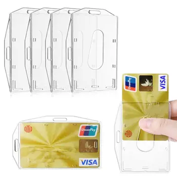 Твердые акриловые пластиковые держатели для рабочих карт Прозрачный многоразовый держатель для визитных карточек Чехол для автобусной карты Студенческие принадлежности