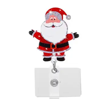 Рождественская кнопка Easy Pull Растягиваемые зажимы для значков Надежный и безопасный держатель ключ-карты Колокольчики рождественской елки Снеговик Санта-Клаус
