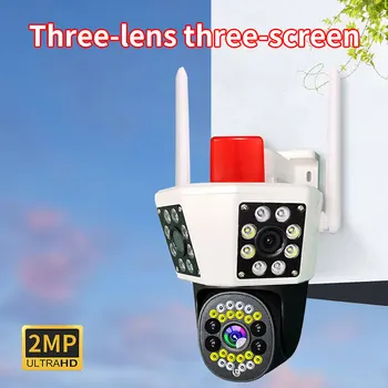 6 МП UHD Hopeway APP Тройной объектив PTZ IP Купольная камера AI Humanoid Обнаружение Полноцветная безопасность CCTV Домофон Радионяня