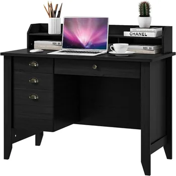 компьютерный стол с хатчем, 48-дюймовый письменный стол для учебы с 4 ящиками для хранения и полкой для монитора, многофункциональная рабочая станция для домашнего офиса