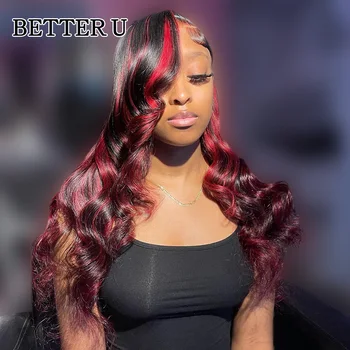99J Highlight Бордовый кружевной передний парик Body Wave Цветной прозрачный кружевной парик перуанский 13x4 кружевной фронтальный парик парик из человеческих волос красный