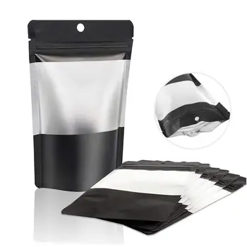 500 шт. Черная майларовая сумка с застежкой-молнией Неприятный запах Пакеты для хранения продуктов с прозрачным окном Многоразовый пакет из фольги Сумка для розничной упаковки