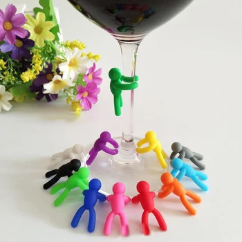 6 шт. Распознаватель винных бокалов Силиконовая этикетка Идентификационные этикетки для питьевого стакана Бирки Знаки для вечеринки Аксессуары для барной посуды