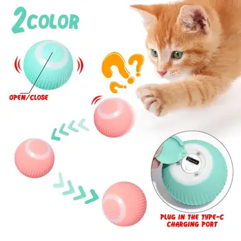 Умные игрушки для кошек Автоматический катящийся мяч-тизер Крытые интерактивные игрушки для дрессировки кошек Бесшумные электрические мячи Аксессуары для домашних животных
