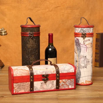 Ретро Коробка для упаковки красного вина Одинарная двойная коробка для вина Деревянная коробка для хранения шампанского Общая коробка для вина Праздничная подарочная коробка