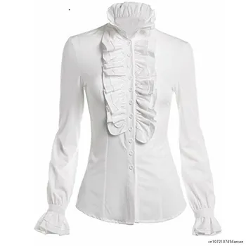 Элегантные кружевные рубашки Сшивание Женские элегантные блузки Мода Пышный топ с длинным рукавом Повседневная белая рубашка Молодежные женские блузки