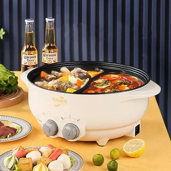 6L Yuanyang Electric Hot Pot Home Многофункциональный универсальный электрический горшок для приготовления пищи Электрическая кастрюля с антипригарным покрытием для гриля 2000 Вт
