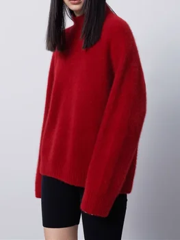 Свитер для женщин 2023 Новый осенне-зимний пуловер с круглым вырезом Простой повседневный универсальный мягкий однотонный пуловер с длинным рукавом