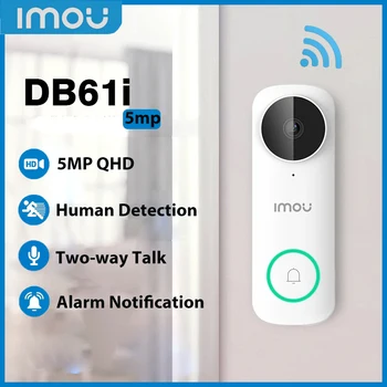 Imou Дверной звонок DB61i Проводной 5MP 2K Wifi Видео Дверной звонок Обнаружение человека IP65 Всепогодная защита безопасности Жилой домофон
