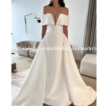 элегантное атласное свадебное платье русалки со съемной юбкой с глубоким вырезом на плечах свадебные платья длинный шлейф новый