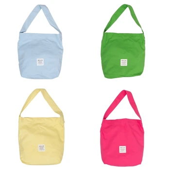 X4FF Модная сумка-тоут Конфетный цвет Дорожная сумка для девочек Женщины Универсальная холщовая сумка для книг
