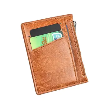 Портативный карман из искусственной кожи Мужской кошелек Слоты для подарочных карт Футляр для визитных карточек Держатель кредитной карты Кошелек для монет Мини-сумка для монет