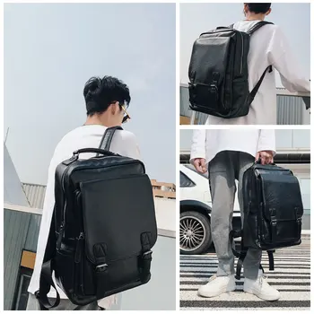 2023 PU кожа компьютерный рюкзак мужские USB-зарядные рюкзаки ноутбук бизнес мальчики школьные сумки