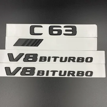 3D ABS Черные автомобильные буквы для Mercedes C63 AMG W205 W204 Наклейка Задний багажник Значок Логотип Крыло C63 V8 Битурбо Эмблема Аксессуары