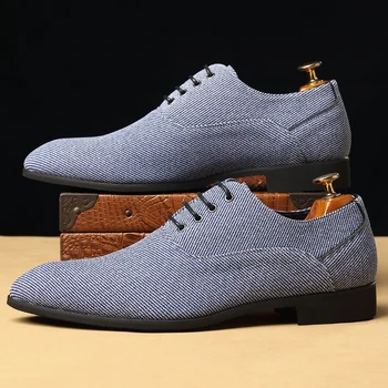 Новые мужские классические туфли на шнуровке с круглым носком оксфорды синий серый бизнес ручной работы свадебная обувь бесплатная доставка размер 38-48 мужская обувь