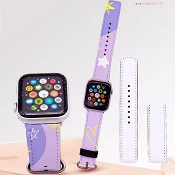 Сублимационные заготовки ремешка для часов Ремешок из искусственной кожи для Apple Watch Series 1 2 3 4 5 6 Печатные заготовки Термопресс Продукция