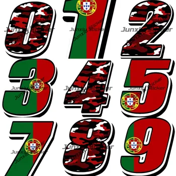 Португальский флаг Цифровой стиль Наклейка на гоночный автомобиль Красный камуфляж Персонализированные номера Автомобильные наклейки и наклейки Пользовательские наклейки