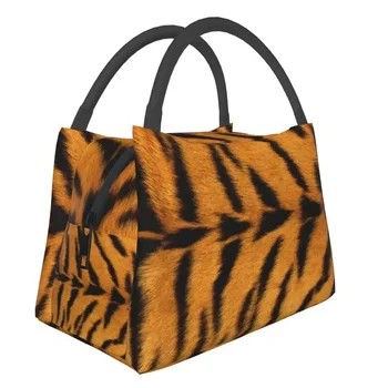  Утепленные сумки для ланча из кожи животных для пикника на открытом воздухе Тигр Гепард Принт Шаблон Многоразовый Термоохладитель Bento Box Женщины