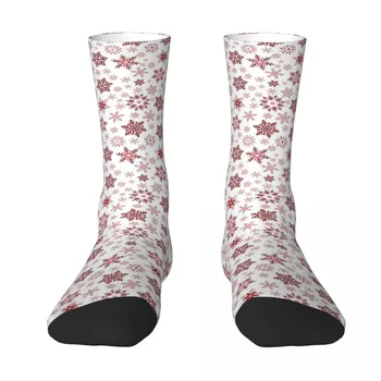 All Seasons Экипаж Чулки Белый Красный Снежинка Носки Harajuku Модные длинные носки Аксессуары для мужчин Женщины Рождественские подарки