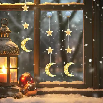Рождественские оконные огни Светодиодные рождественские проволочные украшения с присоской Элегантные рождественские украшения на батарейках
