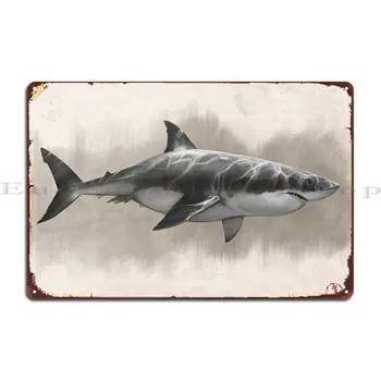 Большая белая акула Рисунок Металлическая табличка Украшение паба Индивидуальный дизайн Знак Жестяной знак Плакат