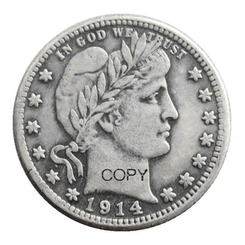Монеты США 1914 P/D/S Барбер Четверть доллара Розничная копия монет