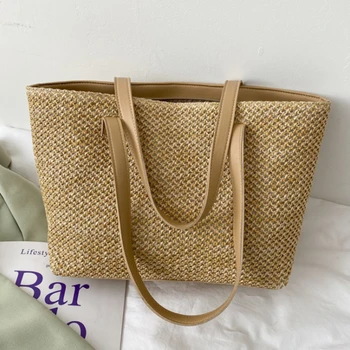 Летние женские сумки-тоут Сумки для отдыха Соломенные тканые сумки Пляжные дорожные сумки Женские сумки Сумки для покупок Высокое качество