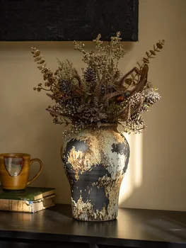 ваза керамическая темная настольная декорация дом открытый сад сад украшение сада китайская ретро дзен керамика горшок бесплатно комбинация