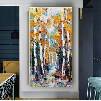 популярный толстый мастихин лесной пейзаж стена искусство картина скандинавские картины маслом ручной работы декор гостиная диван спинка плакат
