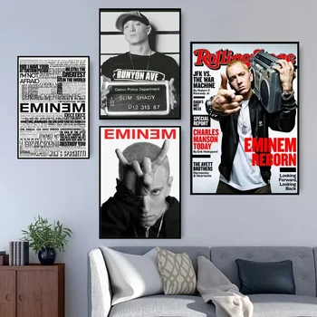 Горячий рэпер E-Eminem Плакат Печать Настенная роспись Спальня Гостиная Стена Бар Ресторан Наклейка Большой