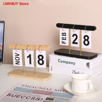 LMHBJY Современный минималистичный деревянный календарь с перекидным и подвесным вечным календарем, украшение стола в спальне, настольный календарь