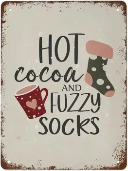 Рождественский принт,Горячее какао и пушистые носки Рождество в стиле бохо,Печать настенного искусства,Праздничный плакат,Рождественский декор,Минимализм