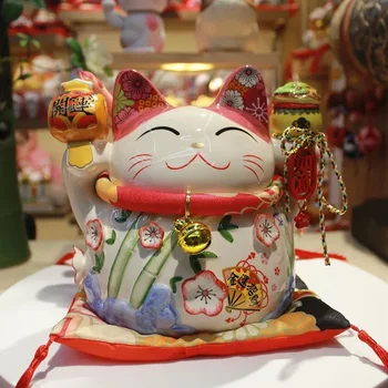 7,8-дюймовый керамический Maneki Neko Монетный банк Lucky Cat Daruma Money Box Home Декоративный орнамент Fortune Cat