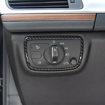 Автомобильная приборная панель Выключатель фар Украшение Рамка Крышка Наклейка Для Audi A6 C7 2012-2018 Интерьер Углеродное волокно Цветные полосы