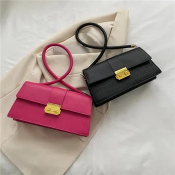 Зимняя новая сумка через плечо, сумка в иностранном стиле, женская сумка, осенняя каменная сумка, корейская версия, мода, простая кнопка блокировки, подмышка