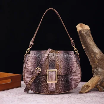 Модные сумки-мессенджеры с крокодиловым рисунком Высокое качество Женская новая подушка Кожаный ранец Универсальные плечевые ретро сумки через плечо