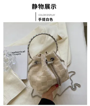 2022 Новая мода Женщины String Bucket Женские пэчворк Сумки через плечо Холщ Женские сумки Drop Shipping