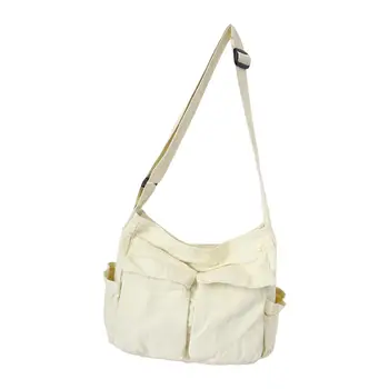 Стильная холщовая сумка через плечо для женщин - Модная дорожная сумка с вместительными отделениями