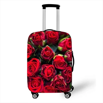  Утолщение эластичного чехла для багажа Модный чехол для багажа с цветком розы Аксессуары для путешествий Подходит 19-32-дюймовый чехол для чехлов для чемодана пыли