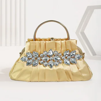  блестящие атласные сумки со стразами женские элегантные бутиковые металлические кольца с ручкой вечерние кошельки и сумки для свадебной вечеринки
