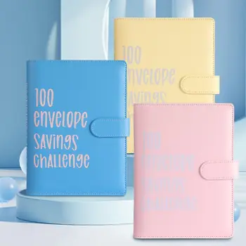 Macaron Color 100 Envelope Challenge Binder Многоразовая папка из искусственной кожи с денежными конвертами Легко и весело Бюджетная книга на 100 дней