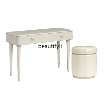  Комод Кремовый стиль Столик для макияжа Современный минималистичный комод Спальня Туалетный столик Туалетный стул