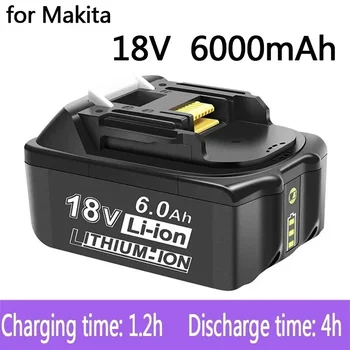 100% оригинал для аккумуляторной батареи электроинструментов Makita 18 В 6000 мАч со светодиодной заменой литий-ионного аккумулятора LXT BL1860B BL1860 BL1850