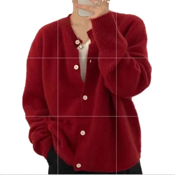 2023 Женская одежда Осенний кашемировый кардиган женский свитер с круглым вырезом шерстяной утолщенный трикотажный жакет
