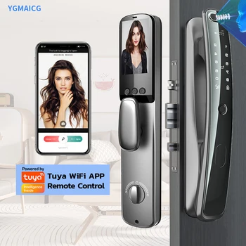 Tuya 3D face умный дверной замок полностью автоматическая камера видеонаблюдения умный отпечаток пальца пароль биометрический электронный ключ разблокировка